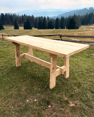 Tavolo in legno massello abete fatto a mano