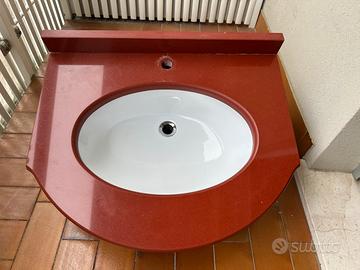 Lavello bagno con piano in marmo rosso
