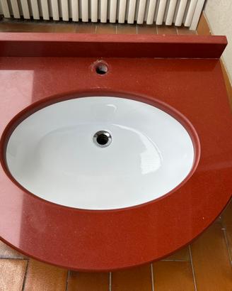 Lavello bagno con piano in marmo rosso