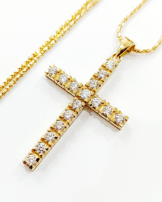 Collana pendente croce Oro giallo Diamanti Bianchi