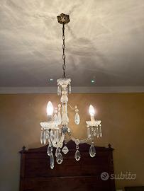 Lampadario d’Epoca in cristallo e vetro