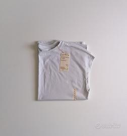 Muji, t‐shirt a maniche ad aletta, grigio chiaro