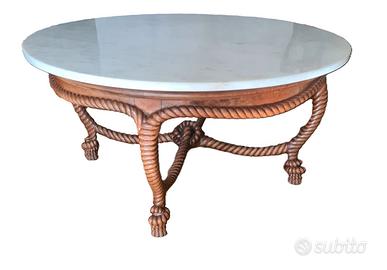 TAVOLO ANTICO IN LEGNO E MARMO