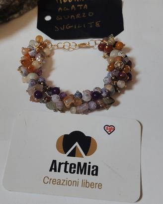 bracciale con grappoli di pietre miste 