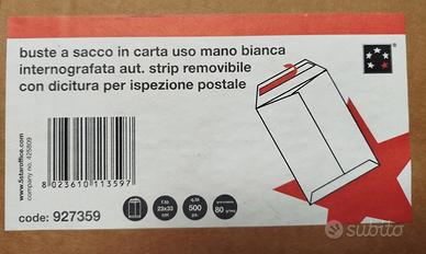 5STAR OFFICE - 500 BUSTE A SACCO BIANCHE ADESIVE
