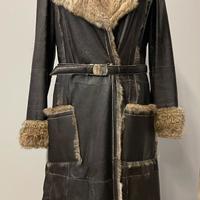 Cappotto in pelle e pelliccia lapin