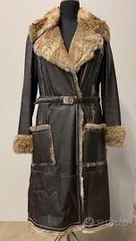 Cappotto in pelle e pelliccia lapin