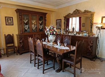 Sala da pranzo completa classica scolpita con tavo