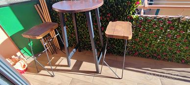 BlackFrid Sedie alte in ferro e legno con tavolino