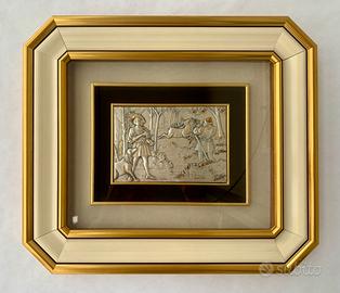 Gold Line - Placca argento scena caccia 40x46 cm