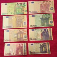 8 PEZZI BANCONOTE EU LAMINATI ORO colorata
