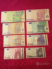 8 PEZZI BANCONOTE EU LAMINATI ORO colorata