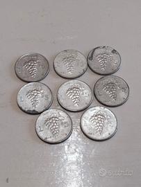 8 monete da 5 lire "uva" anni 1948, 1949, 1950