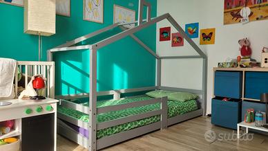 letto montessoriano casetta con materasso