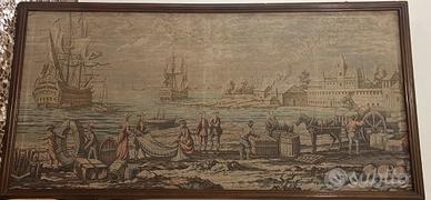 Arrazo con paesaggio Navale