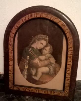 Bella cornice vintage in radica (con Madonna)