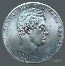 Moneta 5 lire 1839 ag