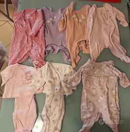 Set 7 tutine neonata taglia 56 cm 1-3 mesi