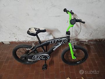 Bicicletta Per Bambini 16" Bmx Nera/Verde Dino