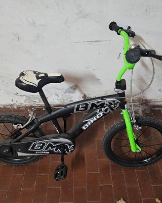 Bicicletta Per Bambini 16" Bmx Nera/Verde Dino