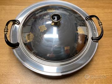 Vassoio da portata con coperchio inox oro 18/10