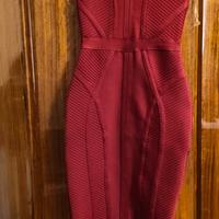 tubino tessuto bandage bordeaux 