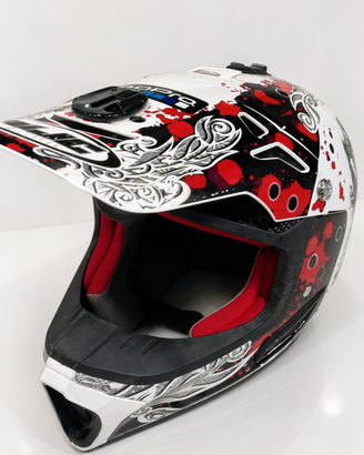 Casco HJC motocross / motard nero rosso-Taglia M