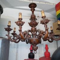 Lampadario legno 8 luci