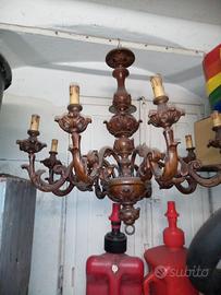 Lampadario legno 8 luci