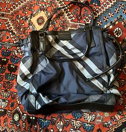 Borsa Burberry tote nylon check blu + dust bag