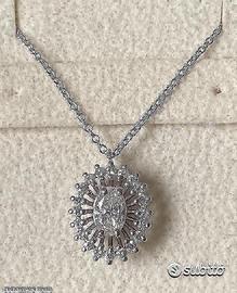 COLLANA ORO 18kt. CON DIAMANTI E DIAMANTE OVALE