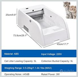 Lettiera elettrica autopulente aperta con APP