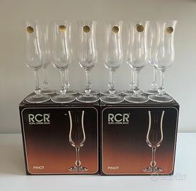 Set doppio di calici cristalli RCR nuovi vintage