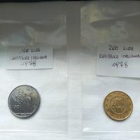 2 monete da 100 e 200 Lire 1978