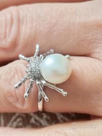 anello + orecchini in argento 925 con perle