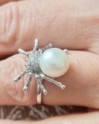 anello + orecchini in argento 925 con perle