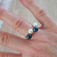 Anelli in argento massiccio regolabile e perle nat