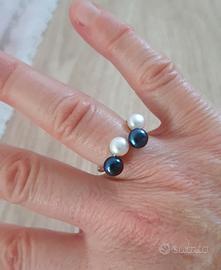 Anelli in argento massiccio regolabile e perle nat