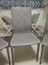 8 sedie da cucina moderne ecopelle color  tortora