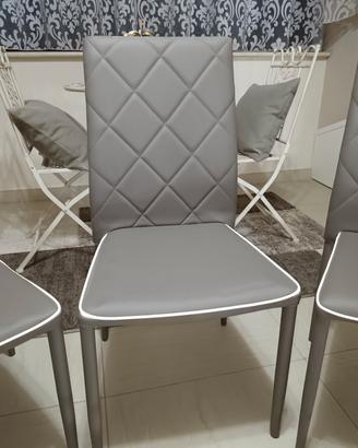 8 sedie da cucina moderne ecopelle color  tortora