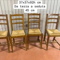 Set 4 sedie in legno massello - paglia