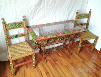 Tavolo da cassofuso di antico carretto siciliano