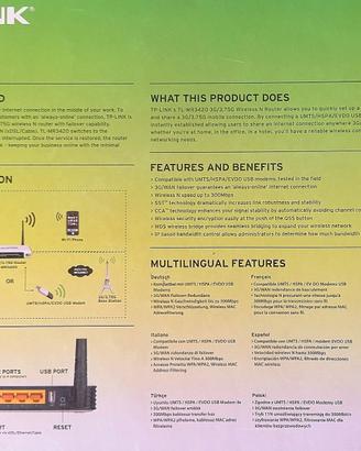 TP-Llink TL-MR3420 Router 3G/4G con porta USB GSM