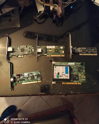 LOTTO 3 SCHEDE RETE + 2 MODEM + 1 video 