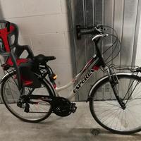 bicicletta 26, cambio Shimano, con seggiolino bimb