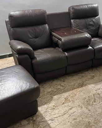 Set Divani Pelle Relax + Vassoio Bar Cinema + Pouf