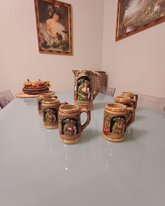 Brocca da mescita birra + 6 boccalini piccoli