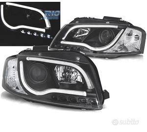 FARI AUDI A3 8P LUCE DIURNA A TUBO LED FONDO NERO