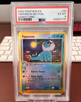 Pokémon 2003 Vaporeon #25 Reverse Foil PSA 6