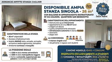 Stanza singola di 26 m² con balcone San Benedetto